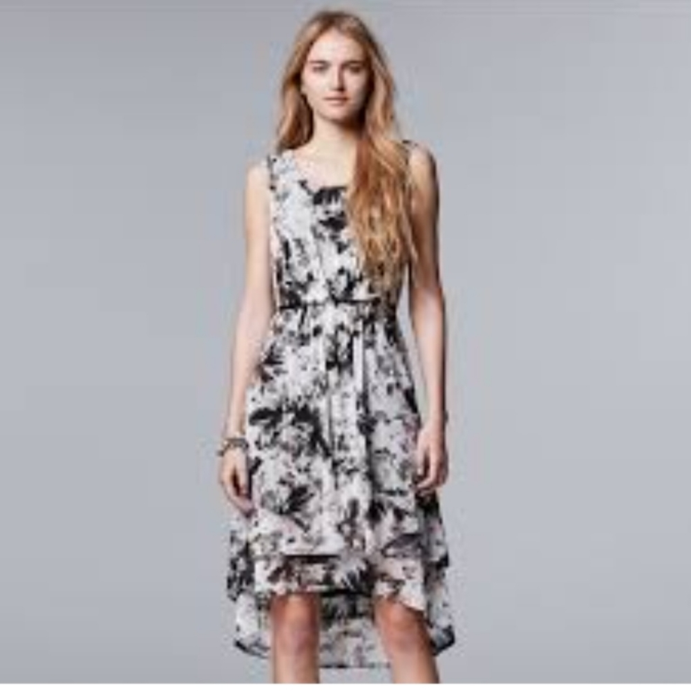 Apt 9 White with Black and Grey Wrap Dress